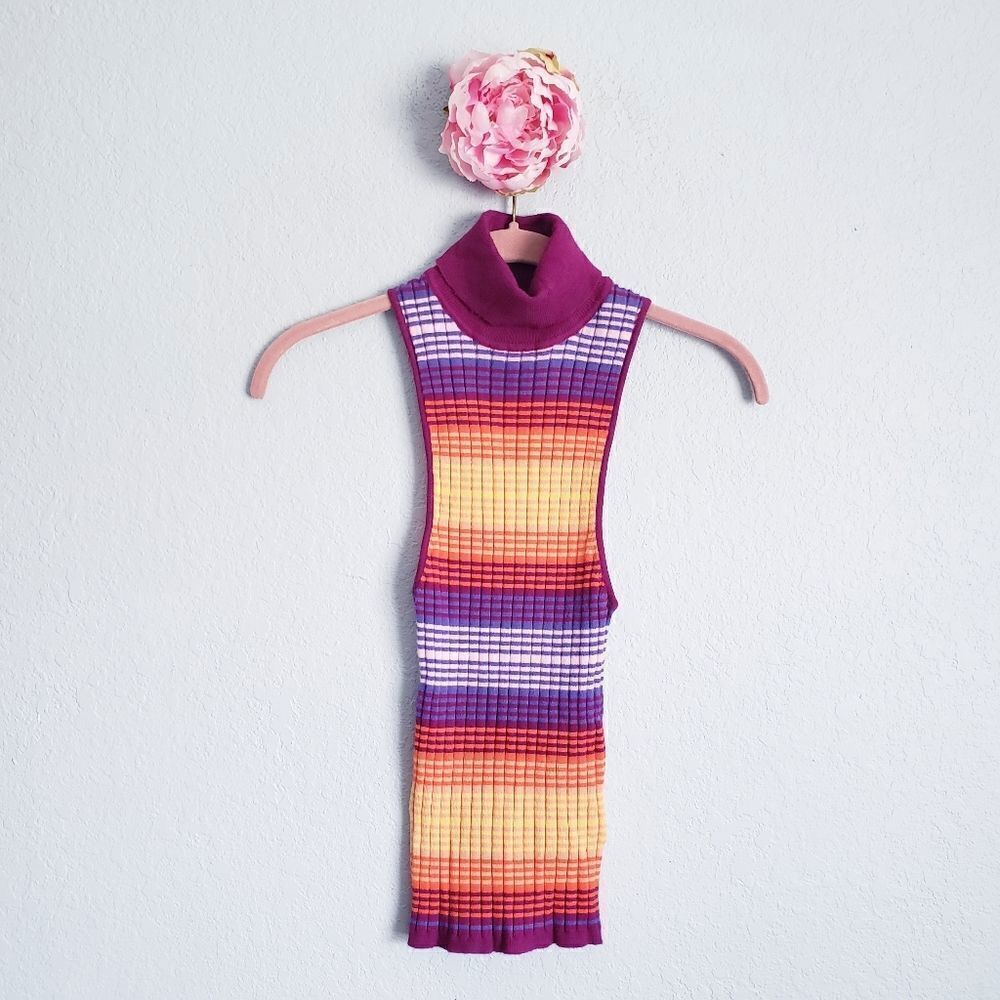 Urban Outfitters Multicolor Stripped‎ Janet Sleeveless Turtleneck
